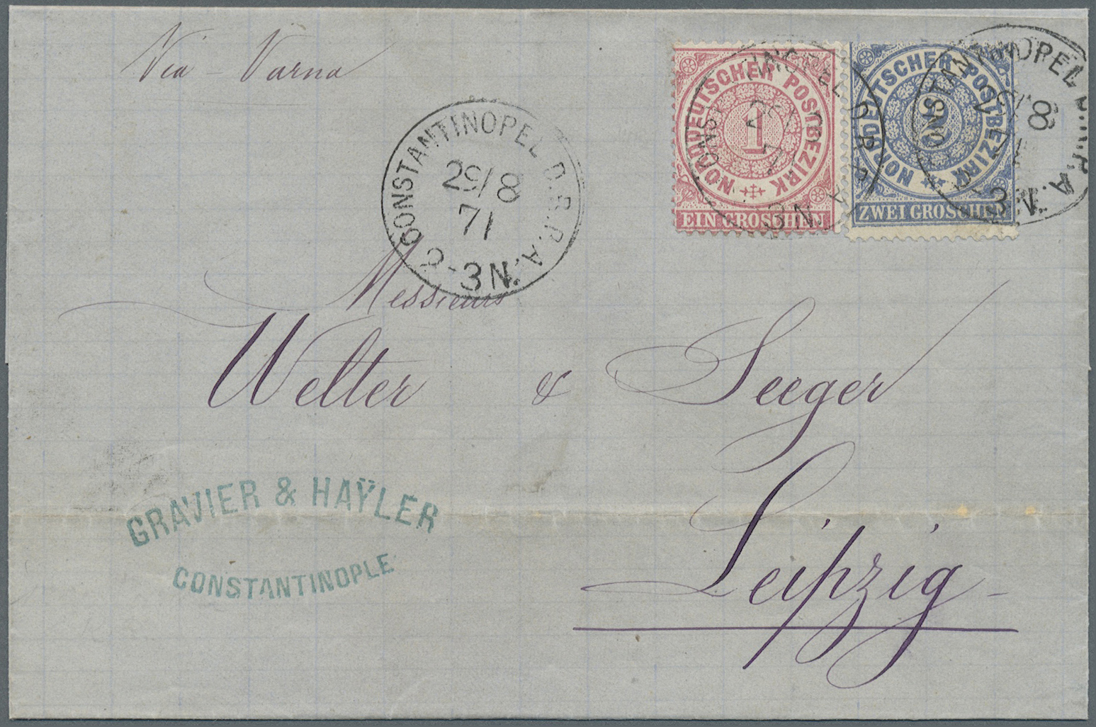 Br Deutsche Post In Der Türkei - Vorläufer: 1871, Norddeutsche Postagentur, 1 Und 2 Groschen Ziffernzei - Turkse Rijk (kantoren)
