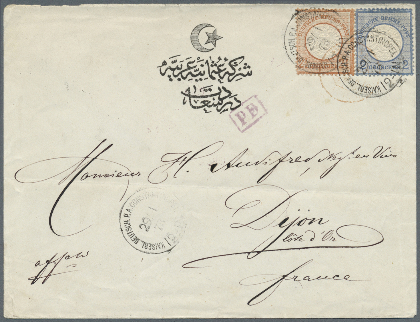 Br Deutsche Post In Der Türkei - Vorläufer: 1872/1874, Four Letters With Eagle With Shield Multiple / M - Turkse Rijk (kantoren)