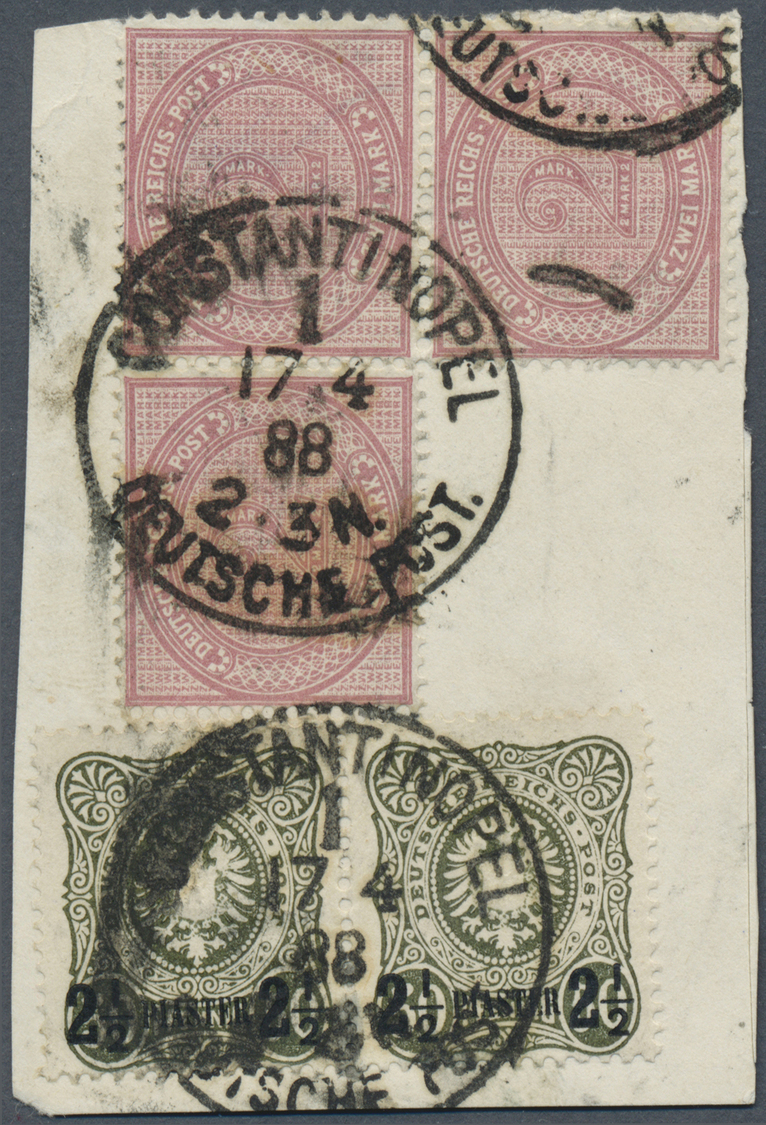 Brfst Deutsche Post In Der Türkei - Vorläufer: 1888: 2 Mk Mattrosalila, Dreierblock Und 2/12 Pia A. 50 Pfg - Turquie (bureaux)
