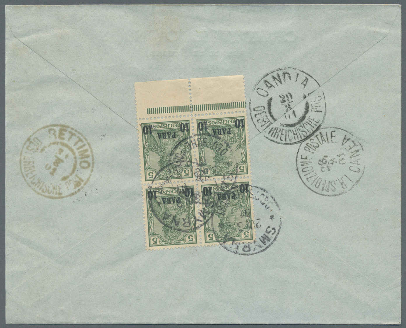 Br Deutsche Post In Der Türkei: 1901, 10 Para Auf 10 Pfg. Reichspost, Aufdrucktype I Im Viererblock Mit - Turkse Rijk (kantoren)