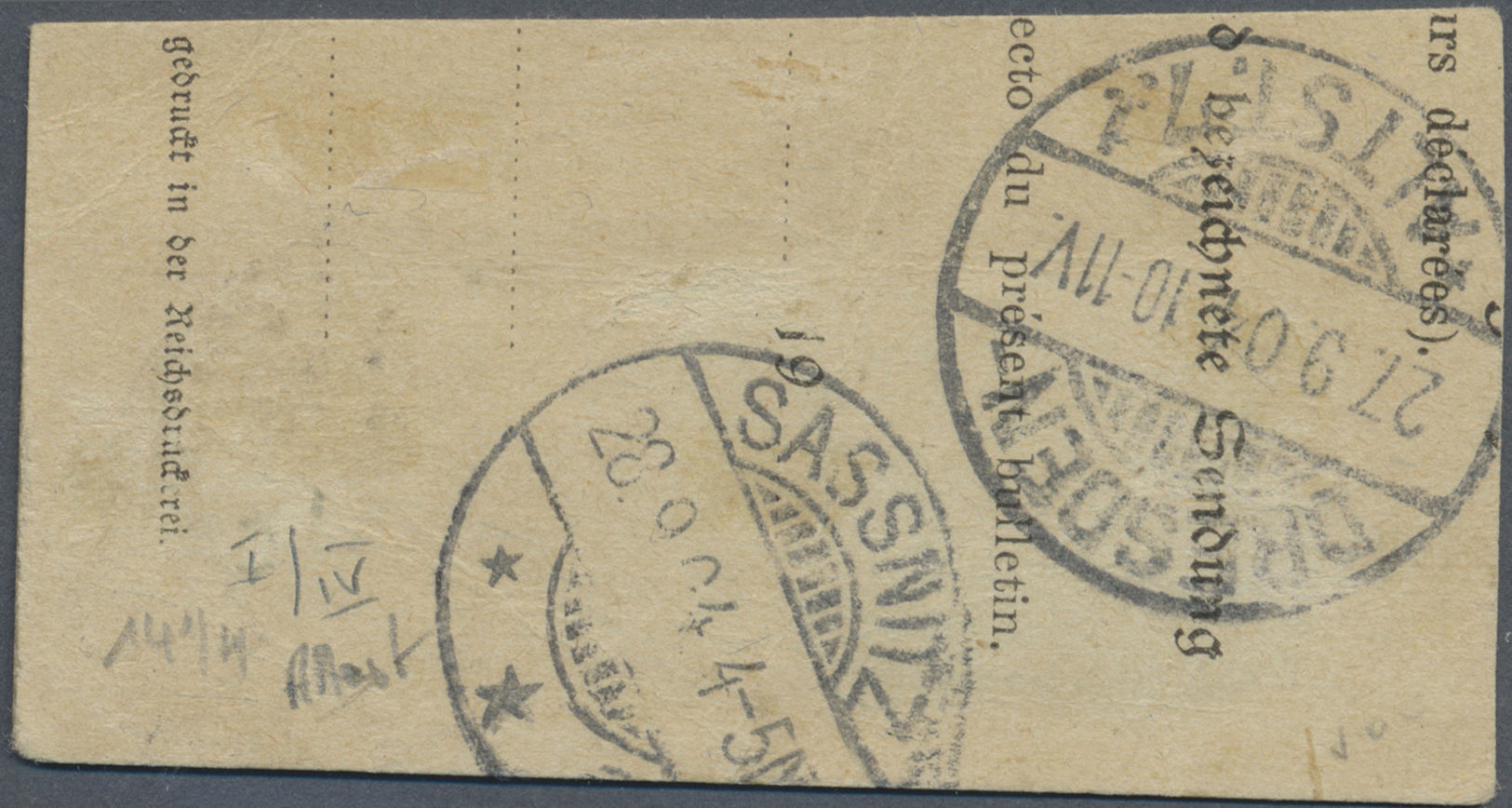 Brfst Deutsche Post In Der Türkei: 1902, 25 P Auf 5 M Reichspost Grünschwarz/bräunlichkarmin Mit Nachmalun - Turkse Rijk (kantoren)