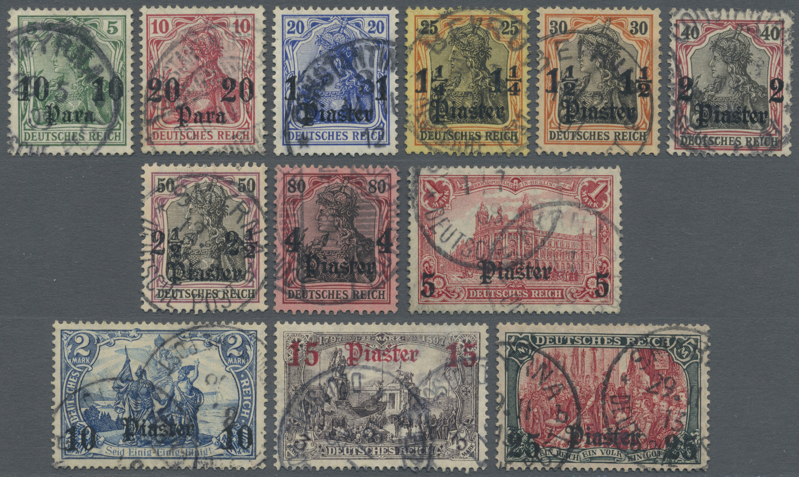 O/Brfst Deutsche Post In Der Türkei: 1905, Freimarken Germania Mit Wasserzeichen Und Überdruck Des Neuen Wer - Deutsche Post In Der Türkei