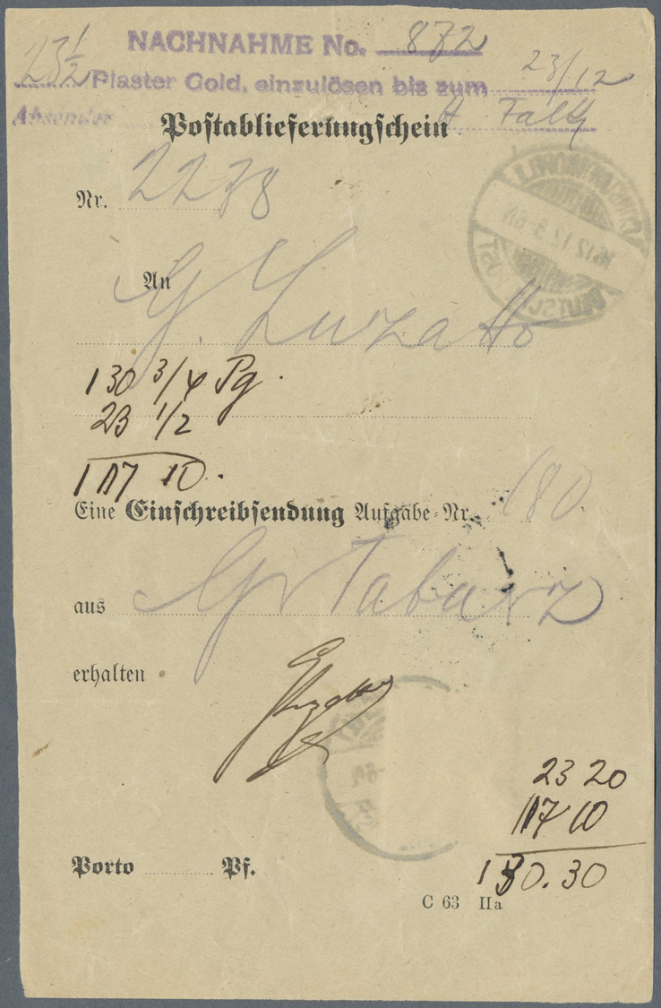 Br Deutsche Post In Der Türkei: 20 Para Überdruckmarke Einzelfrankatur Rs. 1912 Auf "Postablieferungsch - Turkse Rijk (kantoren)