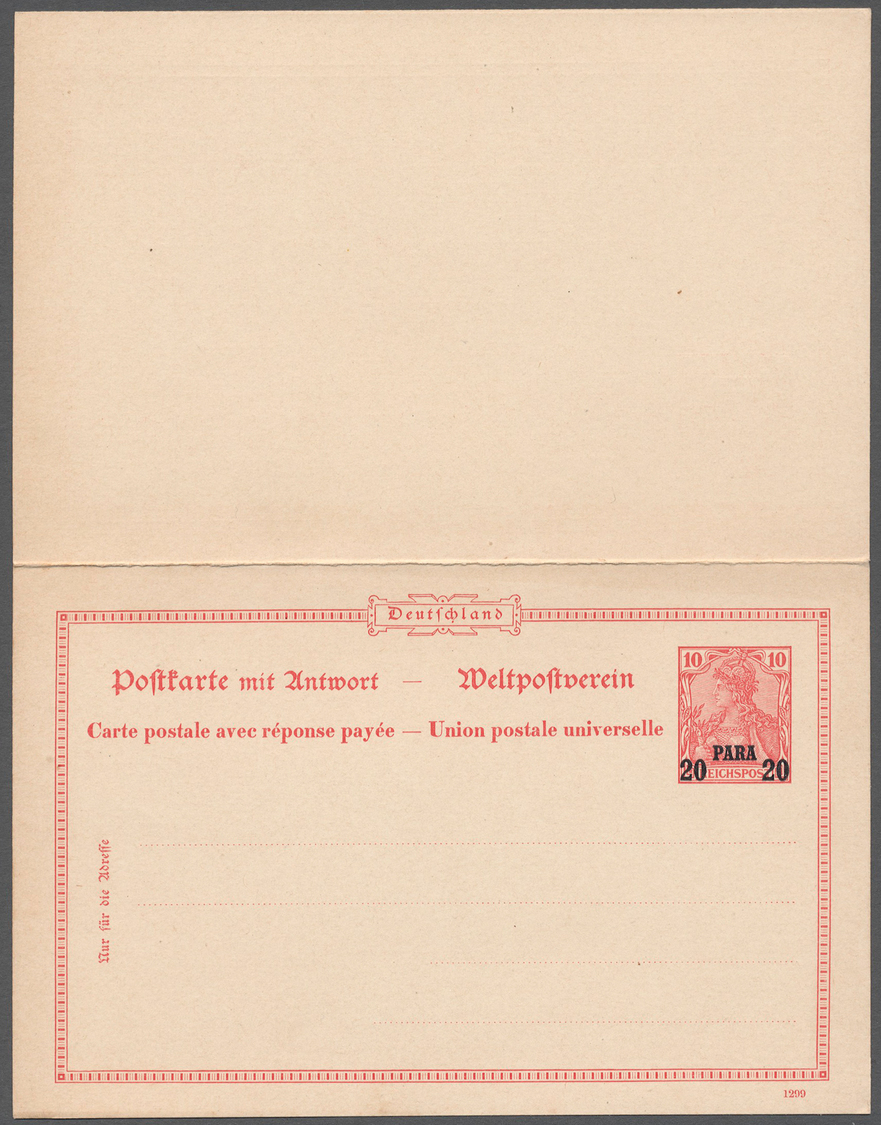 GA Deutsche Post In Der Türkei - Ganzsachen: 1905, 20 Para Auf 10 Pfg. Reichspost Doppel-Ganzsachenkart - Turkse Rijk (kantoren)