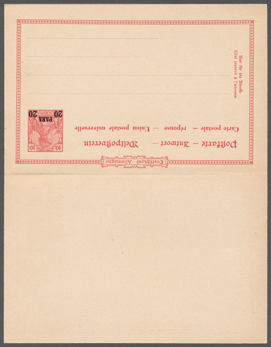 GA Deutsche Post In Der Türkei - Ganzsachen: 1905, 20 Para Auf 10 Pfg. Reichspost Doppel-Ganzsachenkart - Turkey (offices)