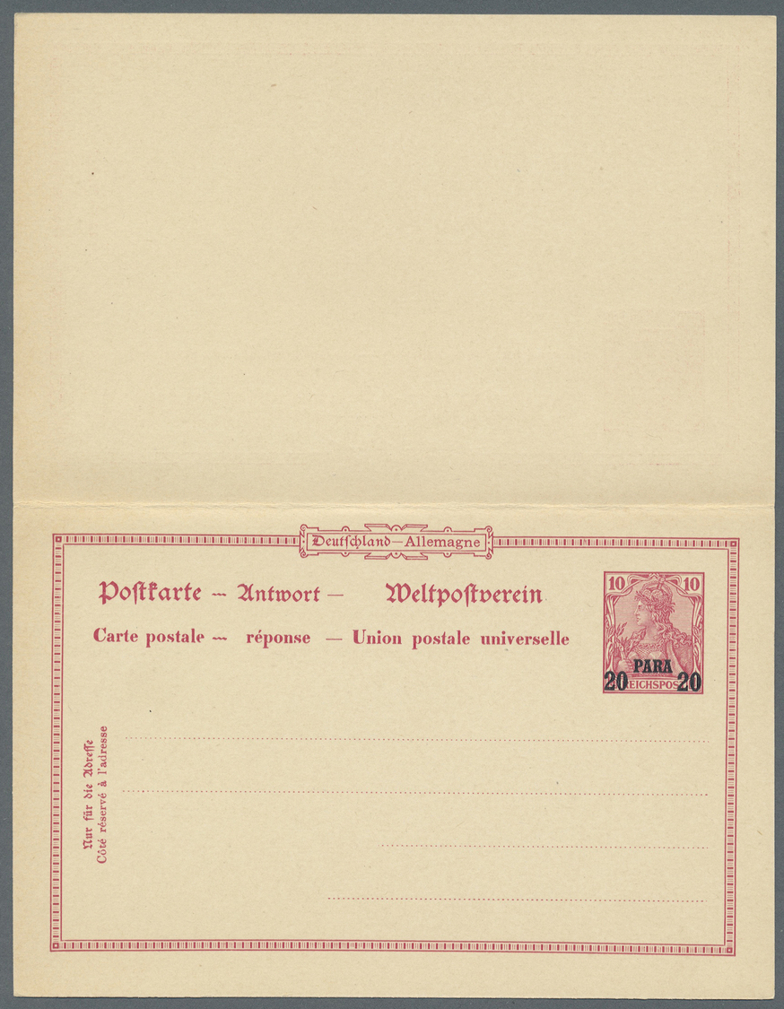 GA Deutsche Post In Der Türkei - Ganzsachen: 1905, 20 Para Auf 10 Pfg. Reichspost Doppel-Ganzsachenkart - Turkse Rijk (kantoren)