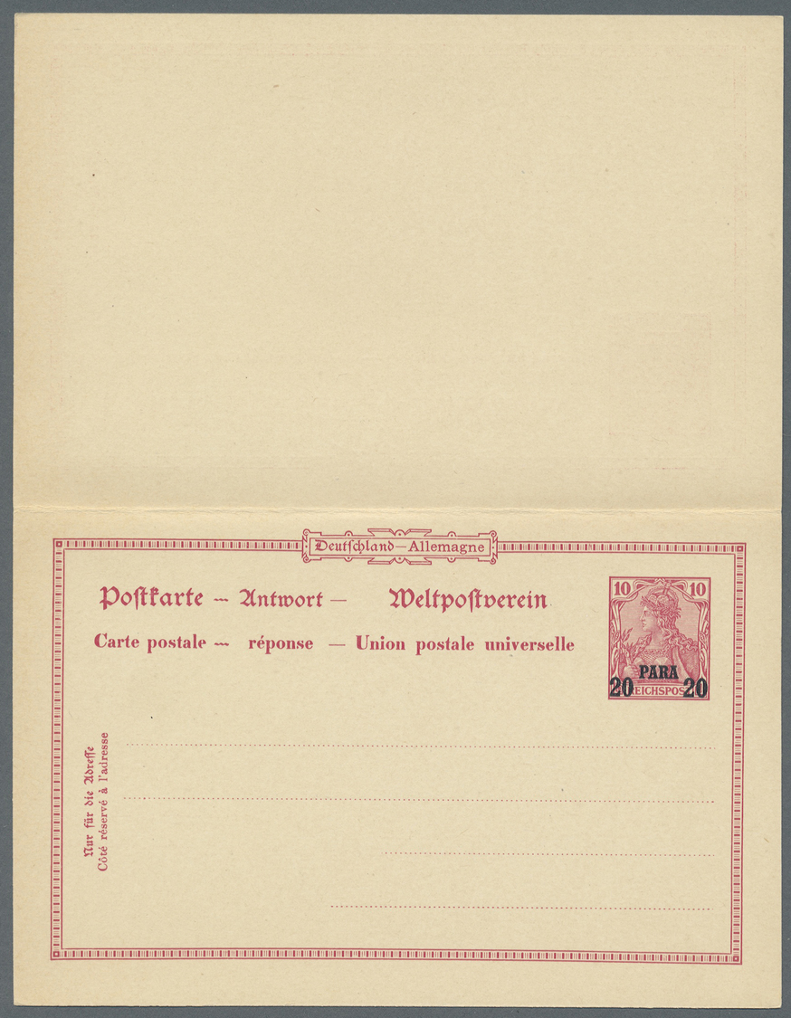 GA Deutsche Post In Der Türkei - Ganzsachen: 1905, 20 Para Auf 10 Pfg. Reichspost Doppel-Ganzsachenkart - Turquie (bureaux)