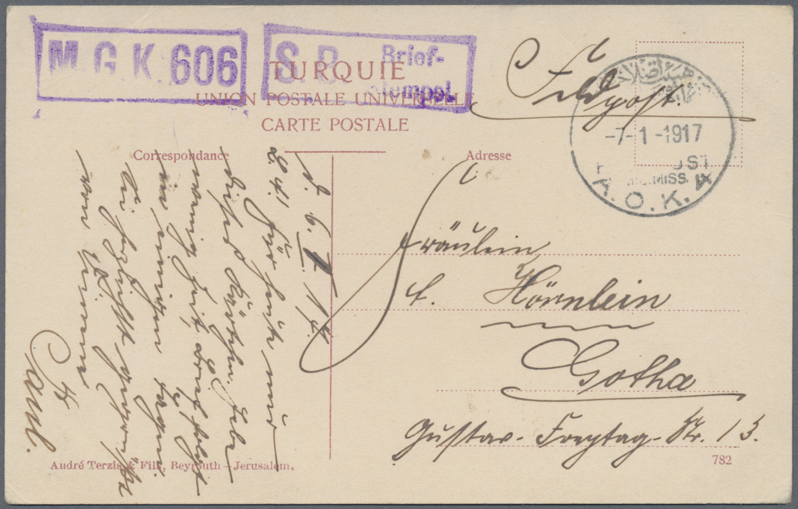 Br Deutsche Post in der Türkei - Stempel: 1916/1917, Militärmission Türkei,  4 FP-Belege mit Truppenste