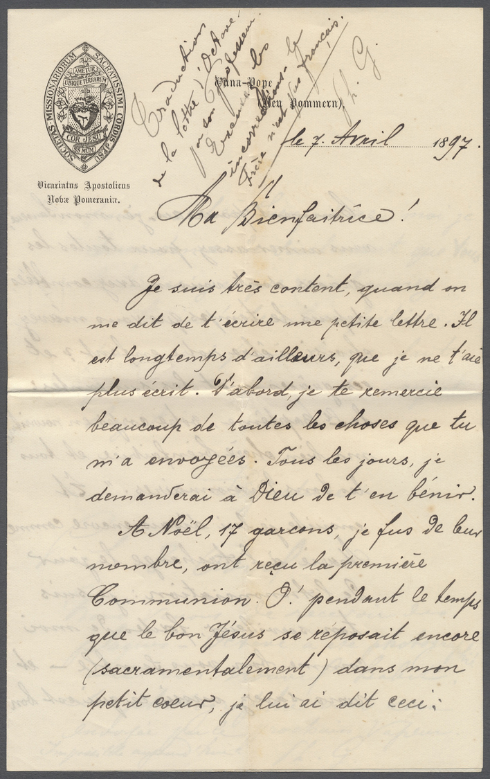 Br Deutsch-Neuguinea - Vorläufer: 1897, Missionarsbrief 'Vicariatus Apostolicus Novae Pomeraniae' Mit U - Duits-Nieuw-Guinea