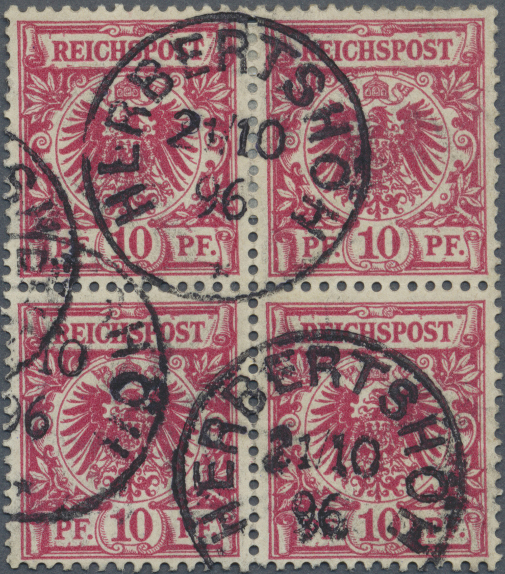 /O Deutsch-Neuguinea - Vorläufer: 1896, 10 Pf. Adler Im Viererblock Mit K1 HERBERTSHÖH / 21.10.96 (Mi. - Duits-Nieuw-Guinea