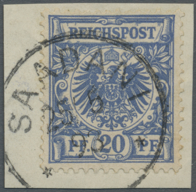 Brfst Deutsch-Ostafrika - Vorläufer: 1893, 20 Pfg. Blau Mit Klarem EKr. "SAADANI 25.5.93" Auf Kabinett-Bri - Afrique Orientale