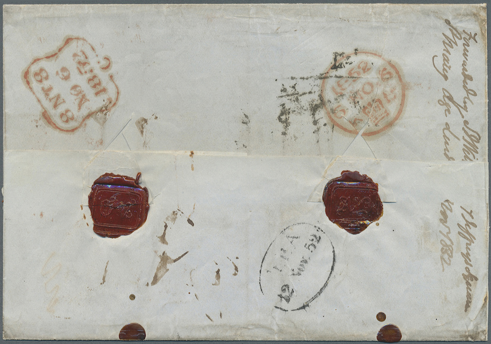 Br Deutsch-Ostafrika - Vorläufer: Zanzibar: 1852, Folded Letter From Albrecht Pery O'Swald With His Ini - Duits-Oost-Afrika