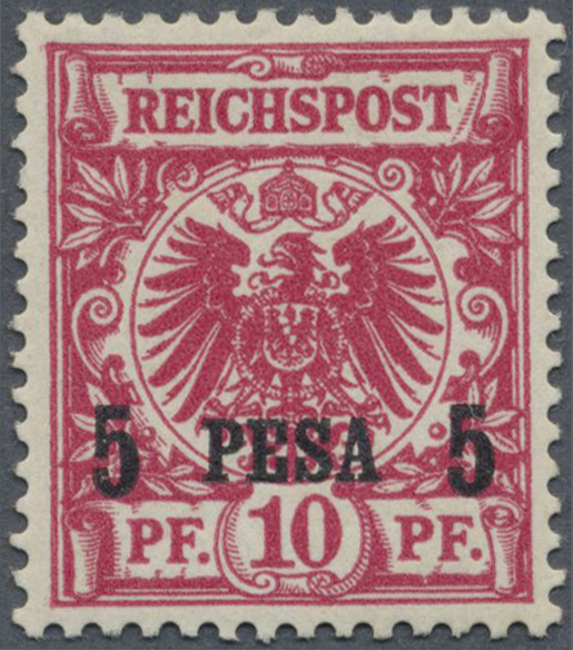 * Deutsch-Ostafrika: 1893: 5 Pesa Rotkarmin, Ungebrauchtes Qualitätsstück Der Seltenen Variante Mit Sa - Afrique Orientale