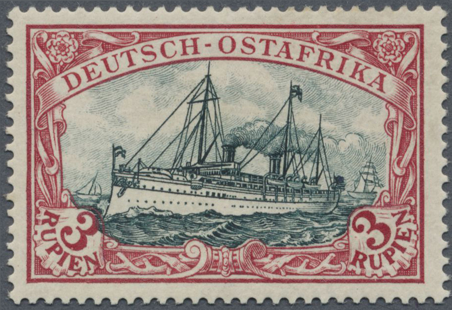 * Deutsch-Ostafrika: 1901: 3 Rupien Mit Rahmen Type III Und Mittelstück Type I, Seltene Marke, Fotoatt - Afrique Orientale