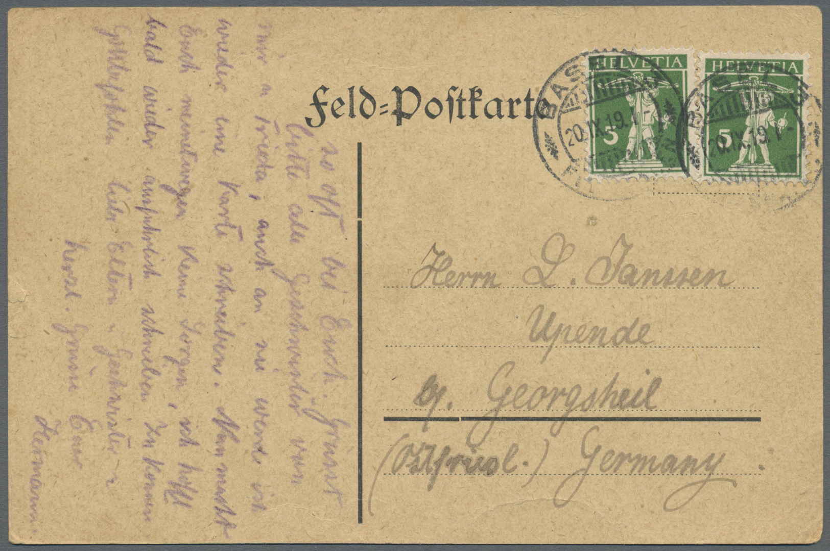 Br Deutsch-Ostafrika: 1915, 7 1/2 H Yacht Auf Feldpostkarte Ab MOMBO Am 3.3.15 Mit Rotem Zensurstempel - Duits-Oost-Afrika