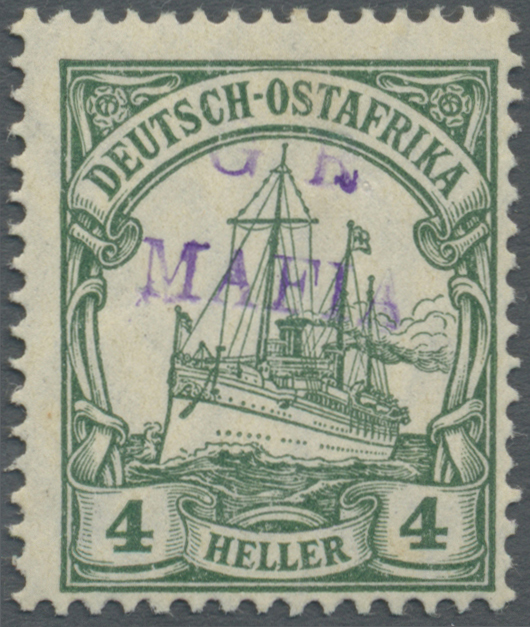 * Deutsch-Ostafrika - Britische Besetzung (Mafia): 1915, 4 H. Kaiseryacht Mit Schwärzlichviolettem Han - German East Africa