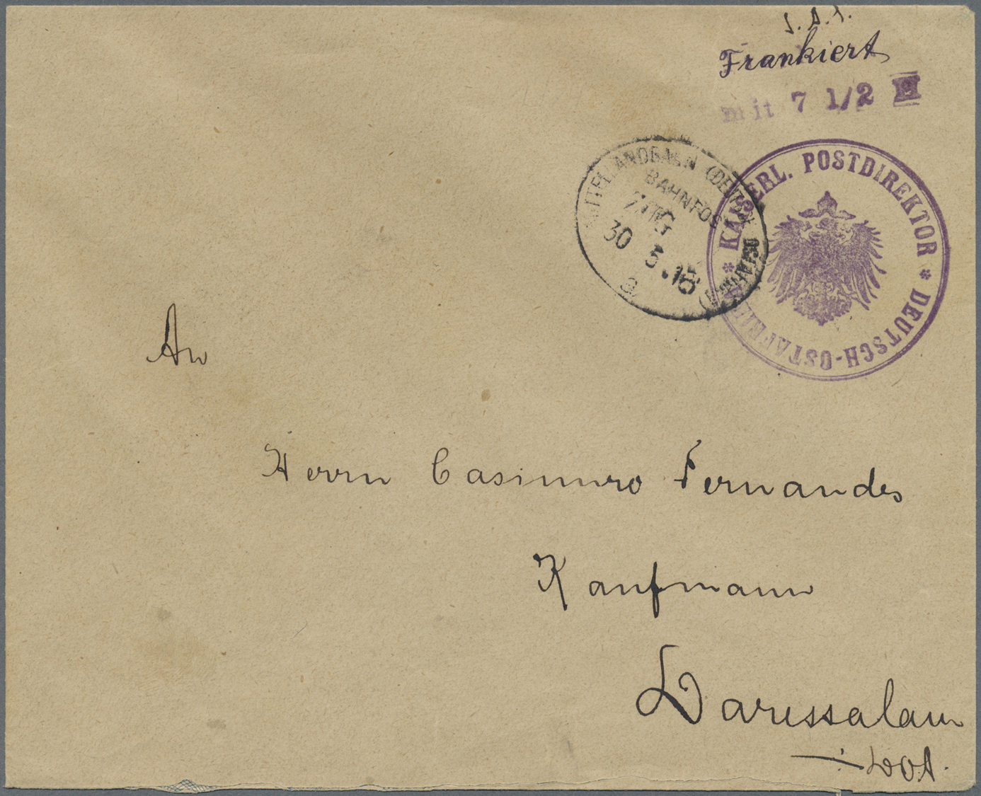 GA Deutsch-Ostafrika - Ganzsachen: 1915, Vorausfrankierter Umschlag 7½ H Mit Bahnpoststpl. Der Mittella - Afrique Orientale