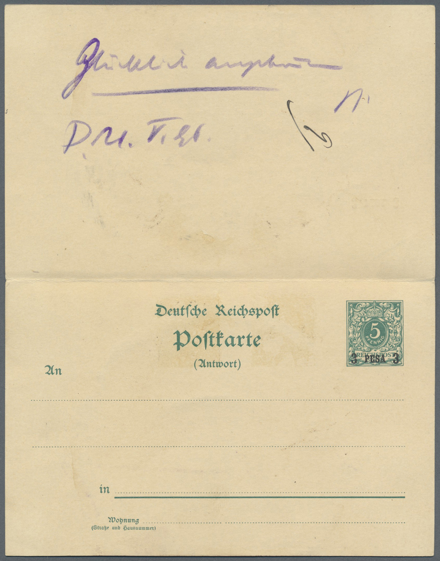 GA Deutsch-Ostafrika - Ganzsachen: 1896, DAR-ES-SALAAM 21.5. (K1) Auf P 3 Doppelkarte Mit 2x Mi 1 I Als - Afrique Orientale