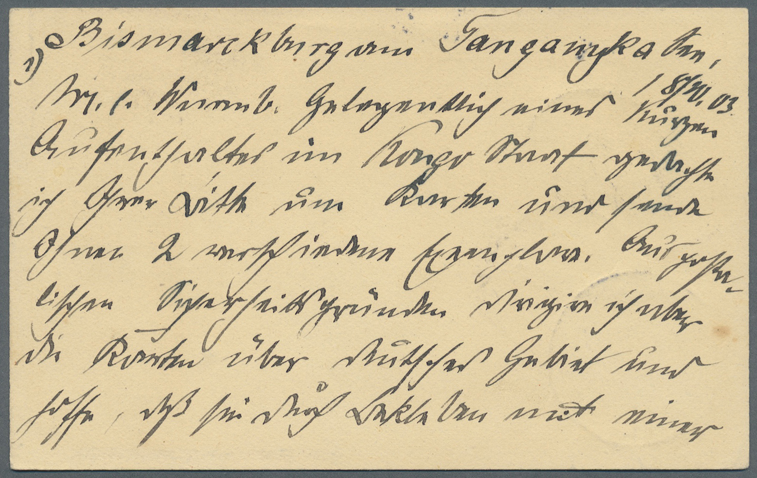 GA Deutsch-Ostafrika - Stempel: &bdquo;BISMARCKSBURG DOA 21/10 03" Auf Bedarfsgebrauchter GA-Karte Belgisch K - Duits-Oost-Afrika