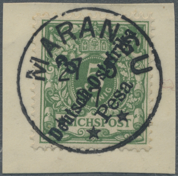 Brfst Deutsch-Ostafrika - Stempel: "MARANGU" Luxusabschlag Vom 27.5.1897 Auf Schönem Briefstück Mit 3 Pesa - Africa Orientale Tedesca
