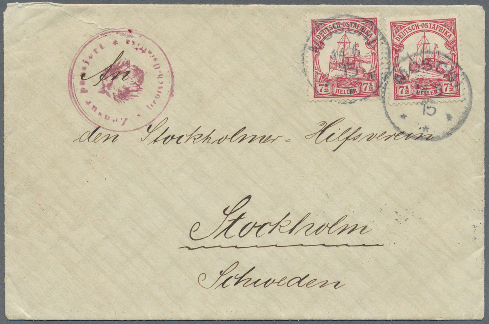 Br Deutsch-Ostafrika - Besonderheiten: 1915 (14.6.), 2x 7½ H Mit Stempel "MOSCHI" Auf Brief (kleiner Ra - Afrique Orientale