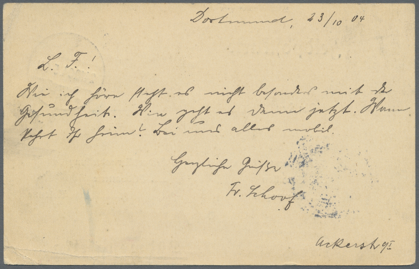 Br Deutsch-Südwestafrika - Besonderheiten: 1904 (24.10.), FP-Vordruckkarte Für Den Postverkehr Heimat-D - Sud-Ouest Africain Allemand