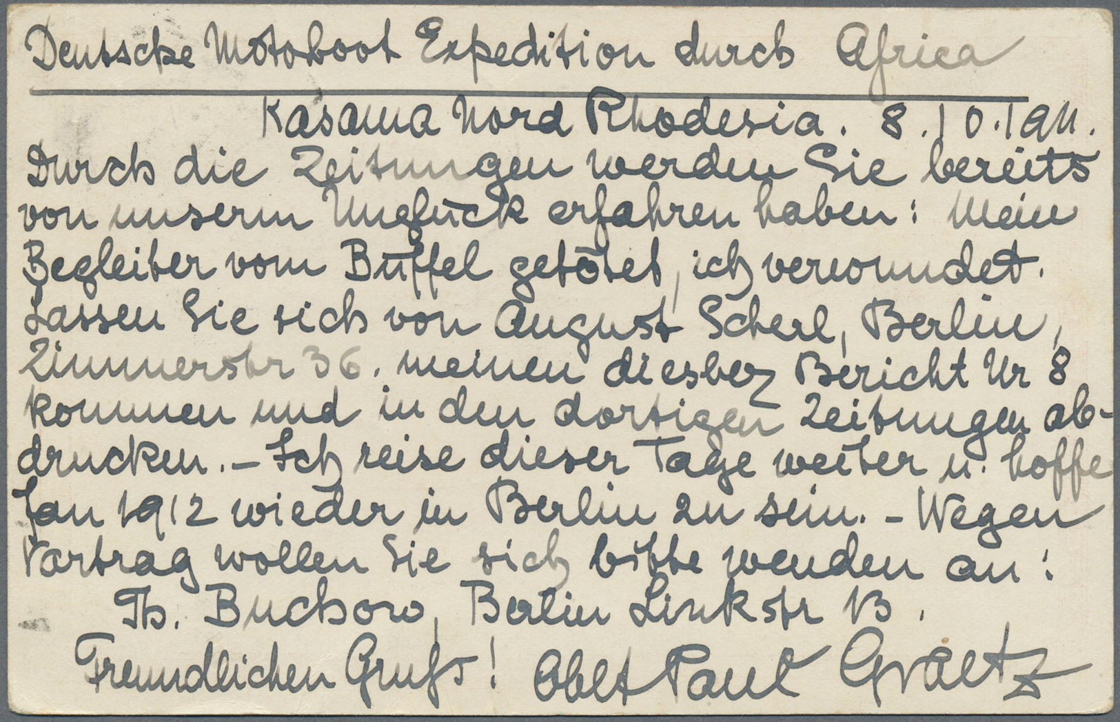 GA Deutsch-Südwestafrika - Besonderheiten: 1911: "DEUTSCHE MOTORBOOT EXPEDITION" Durch Afrika. Ganzsach - Duits-Zuidwest-Afrika