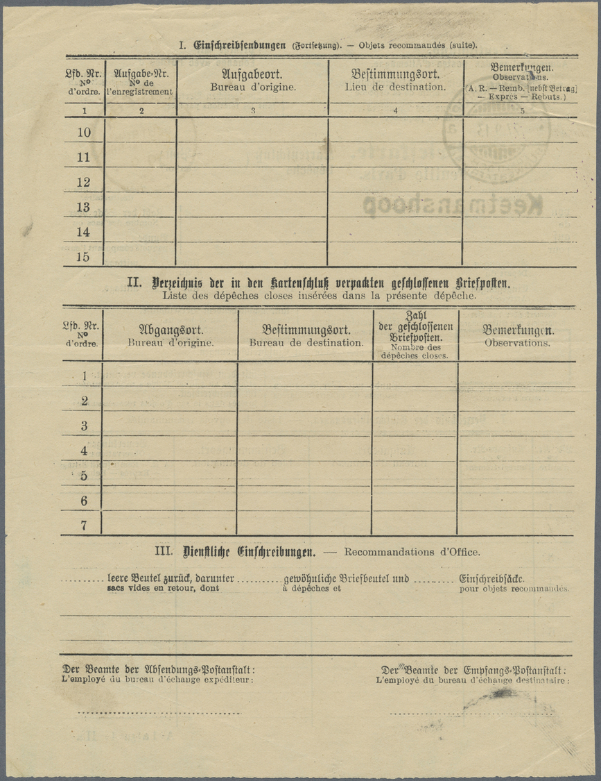 Br Deutsch-Südwestafrika - Besonderheiten: 1913 (27.9.), Gefaltetes  Briefkarten-Formular Für Einen Kar - Duits-Zuidwest-Afrika