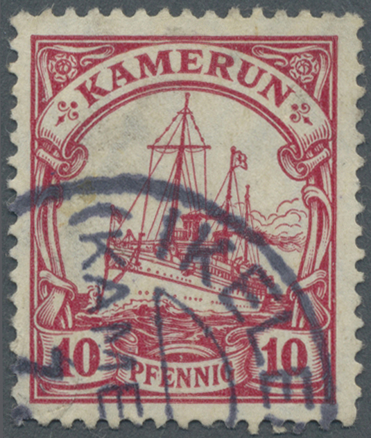 O Deutsche Kolonien - Kamerun: 1906, "IKELEMBA" äußerst Seltener Stempel Auf 10 Pf Schiffszeichnung Sa - Kameroen