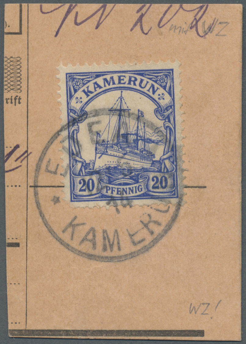 Brfst Deutsche Kolonien - Kamerun: 1914, 20 Pfg Schiffe Mit Wz. Auf Postanweisungsabschnitt Mit K1 "Edea 1 - Kameroen