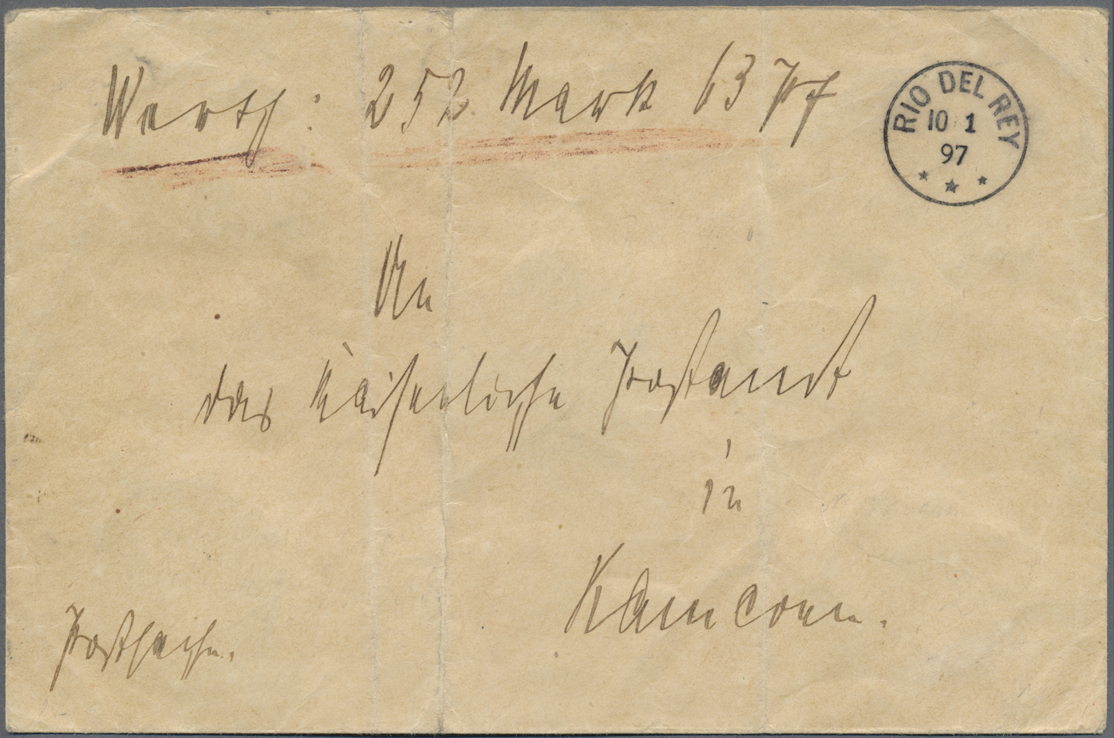 Br Deutsche Kolonien - Kamerun - Besonderheiten: 1897 (10.1.), Inlands-Postsache Mit Stempel "RIO DEL R - Cameroun