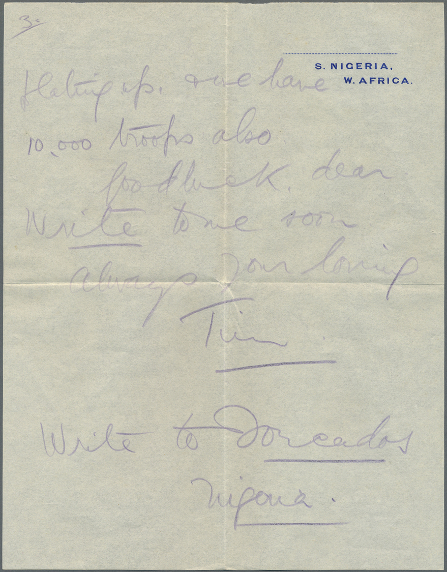 Br Deutsche Kolonien - Kamerun - Besonderheiten: 1914 (4.10.), Britischer Feldpostbrief Eines Offiziers - Kameroen