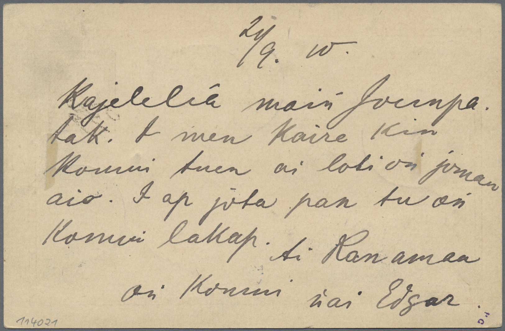 GA Deutsche Kolonien - Karolinen - Ganzsachen: 1901. Ganzsachenkarte 10 Pfg. Rot, Handschriftlich Als A - Carolinen