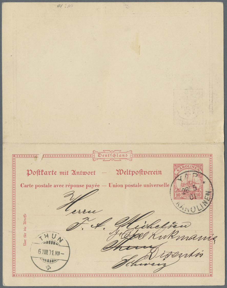 GA Deutsche Kolonien - Karolinen - Ganzsachen: 1901-1907, Attr. Lot Von Drei Gelaufenen Ganzsachen, Dab - Carolinen