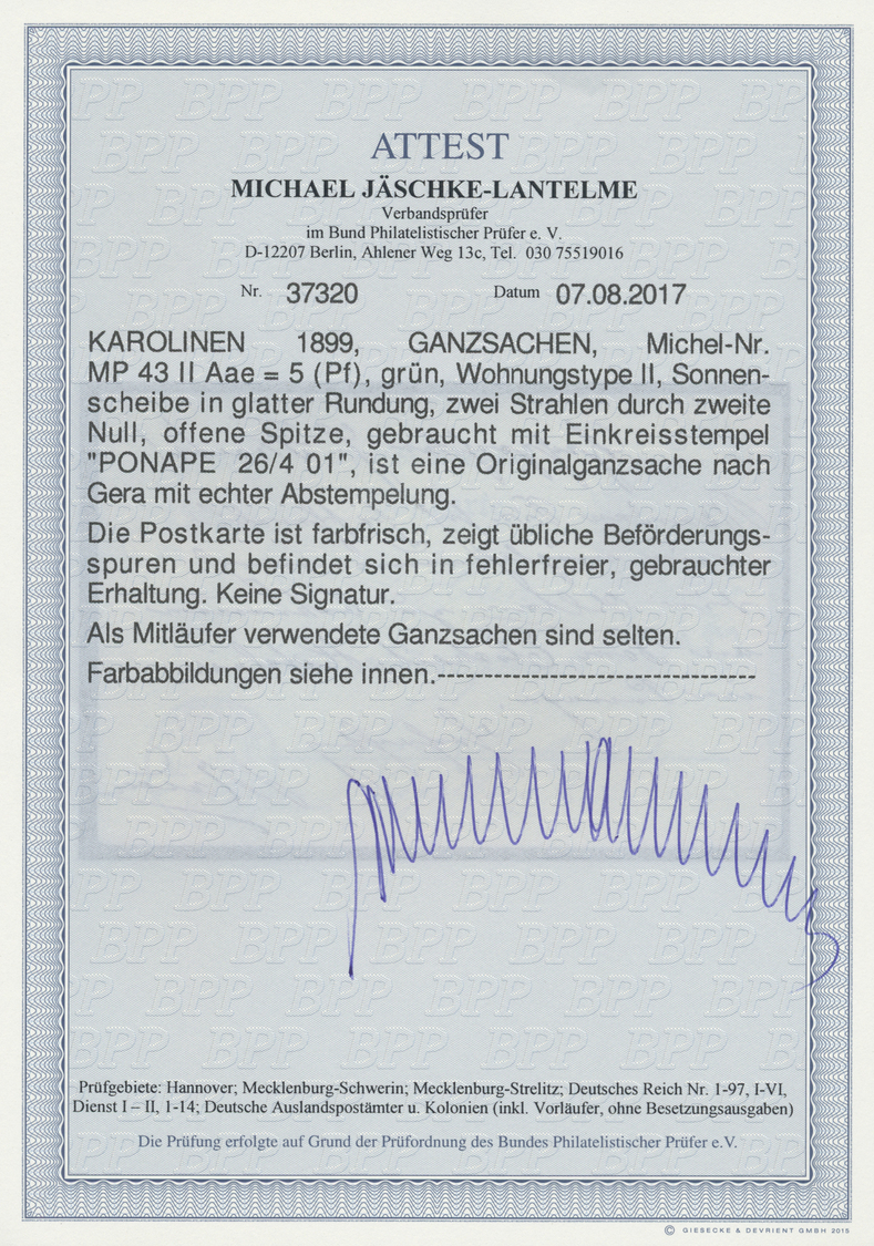 GA Deutsche Kolonien - Karolinen - Ganzsachen: 1901: 5 Pfg. Ganzsachenkarte Des Dt. Reiches  (Mi. Nr. 4 - Carolinen