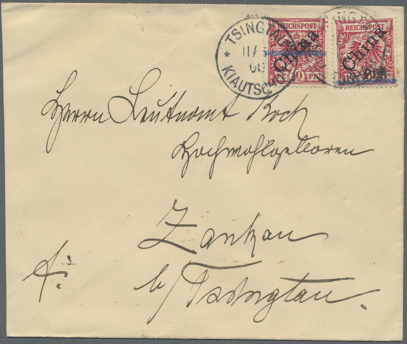 Br Deutsche Kolonien - Kiautschou: 1900. Typenmischbrief Mit Angegebener Frankatur Von "Tsingtau" Nach - Kiaochow