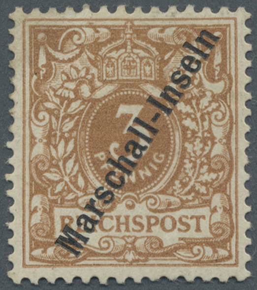 * Deutsche Kolonien - Marshall-Inseln: 1897: 3 Pfg. Gelbbraun, Ungebrauchtes Kabinettstück, Mit Vollem - Marshalleilanden