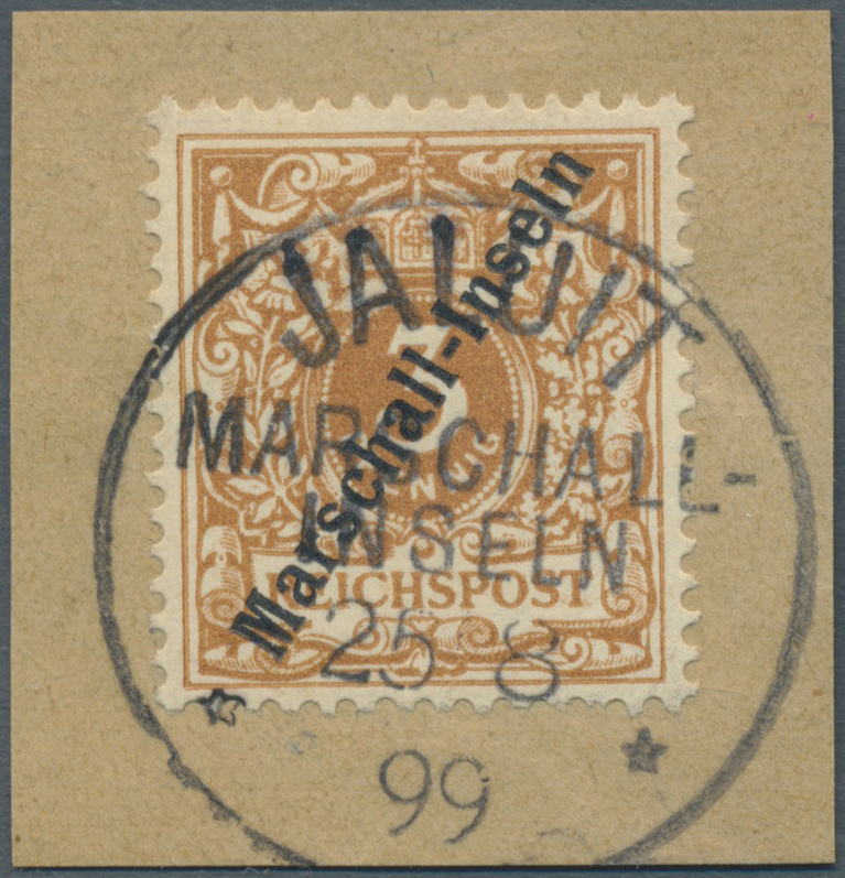 Brfst Deutsche Kolonien - Marshall-Inseln: 1899, Freimarke 3 Pf. Krone/Adler Hellockerbraun Mit Aufdruck " - Marshalleilanden