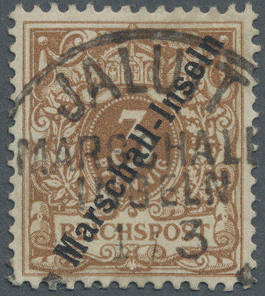 O Deutsche Kolonien - Marshall-Inseln: 1897: 3 Pfg. Lebhaftbraunocker, I. Jaluit-Ausgabe, Luxusstück M - Marshalleilanden