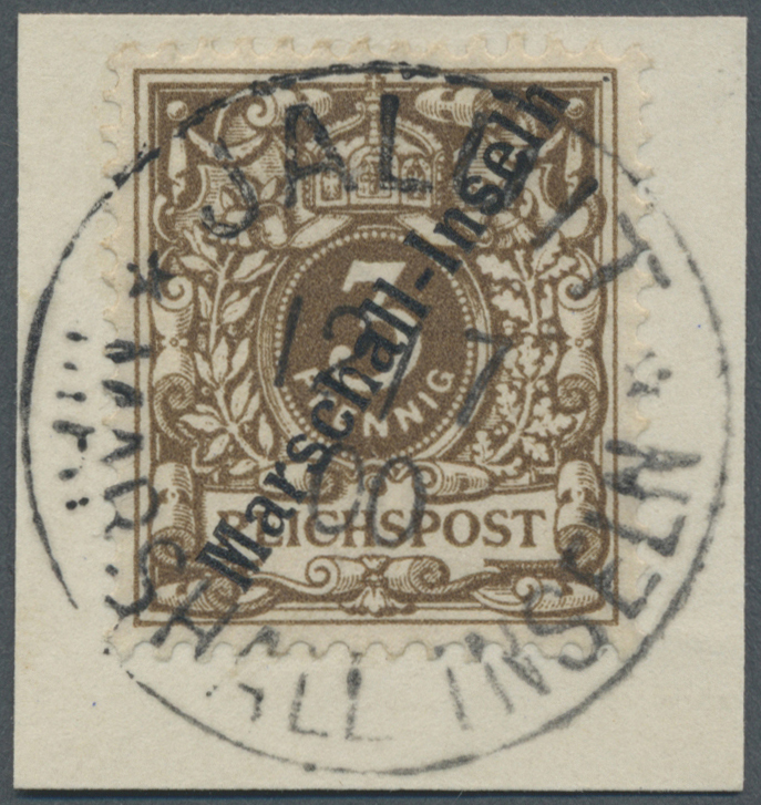 Brfst Deutsche Kolonien - Marshall-Inseln: 1899, Freimarke 3 Pf. Olivbraun, Berliner Ausgabe Auf Briefstüc - Marshall