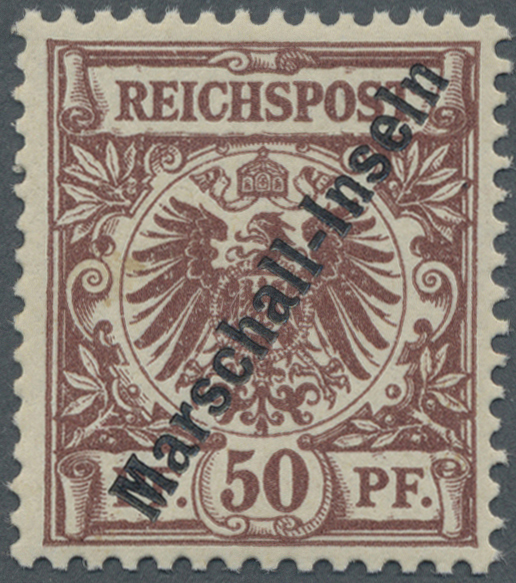 ** Deutsche Kolonien - Marshall-Inseln: 1897. 50 Pfg. Rötlichbraun, Höchstwert Der URDRUCKAUSGABE, Feld - Marshalleilanden