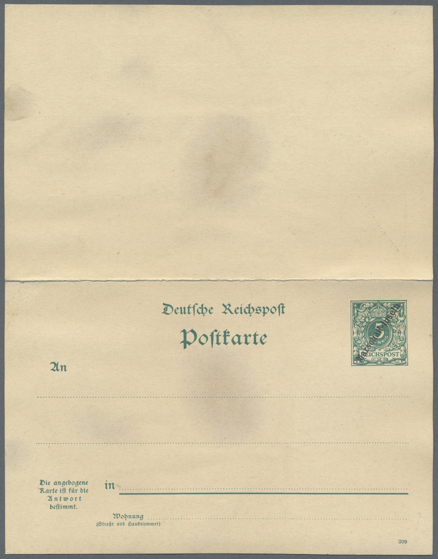 GA Deutsche Kolonien - Marshall-Inseln - Ganzsachen: 1899, Doppelkarte 5+5 Pf Ziffer "Marschall-Inseln" - Marshalleilanden