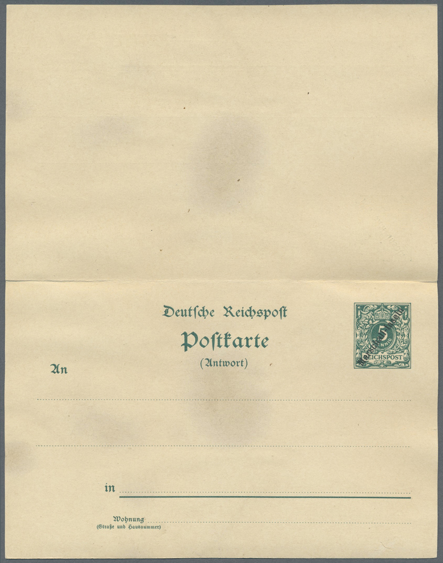 GA Deutsche Kolonien - Marshall-Inseln - Ganzsachen: 1899, Doppelkarte 5+5 Pf Ziffer "Marschall-Inseln" - Marshall