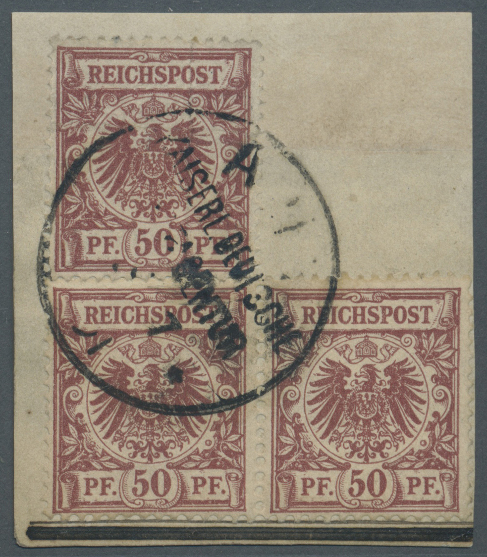 Brfst Deutsche Kolonien - Samoa - Vorläufer: 1891, 50 Pfg. Krone/Adler Braunrot, Einzelwert (kleiner Spalt - Samoa