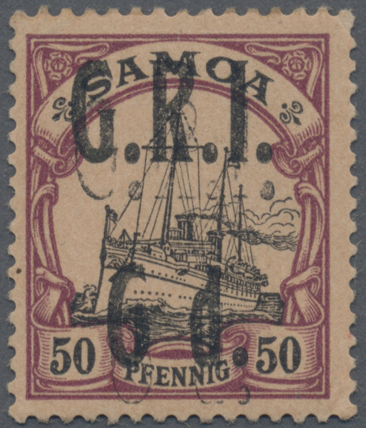 ** Deutsche Kolonien - Samoa - Britische Besetzung: 1914: 6 D. Auf 50 Pfg., Doppelter Aufdruck, Postfri - Samoa