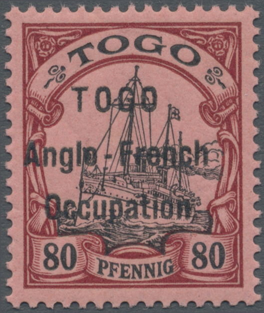 ** Deutsche Kolonien - Togo - Britische Besetzung: 1914, 80 Pfg. In Aufdrucktype I, Postfrische Marke I - Togo