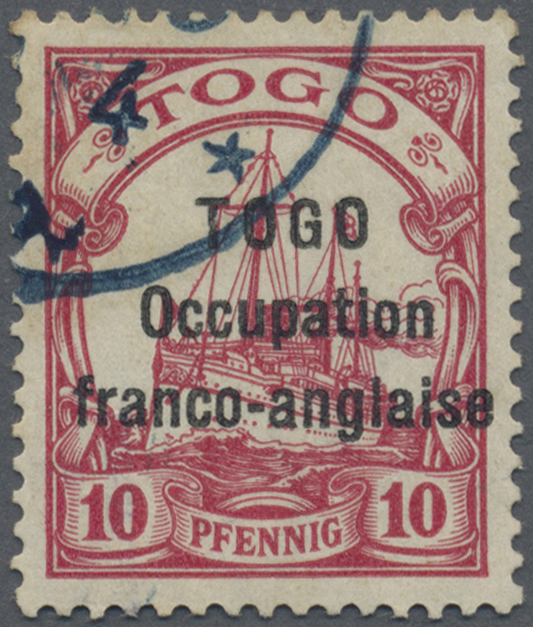 O Deutsche Kolonien - Togo - Französische Besetzung: 1914. 10 Pfg. Rosa, Aufdruck Der Missionsdruckere - Togo