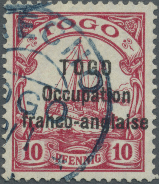 O Deutsche Kolonien - Togo - Französische Besetzung: 1914, 10 Pfg., Missionsdruckerei, Fetter Aufdruck - Togo