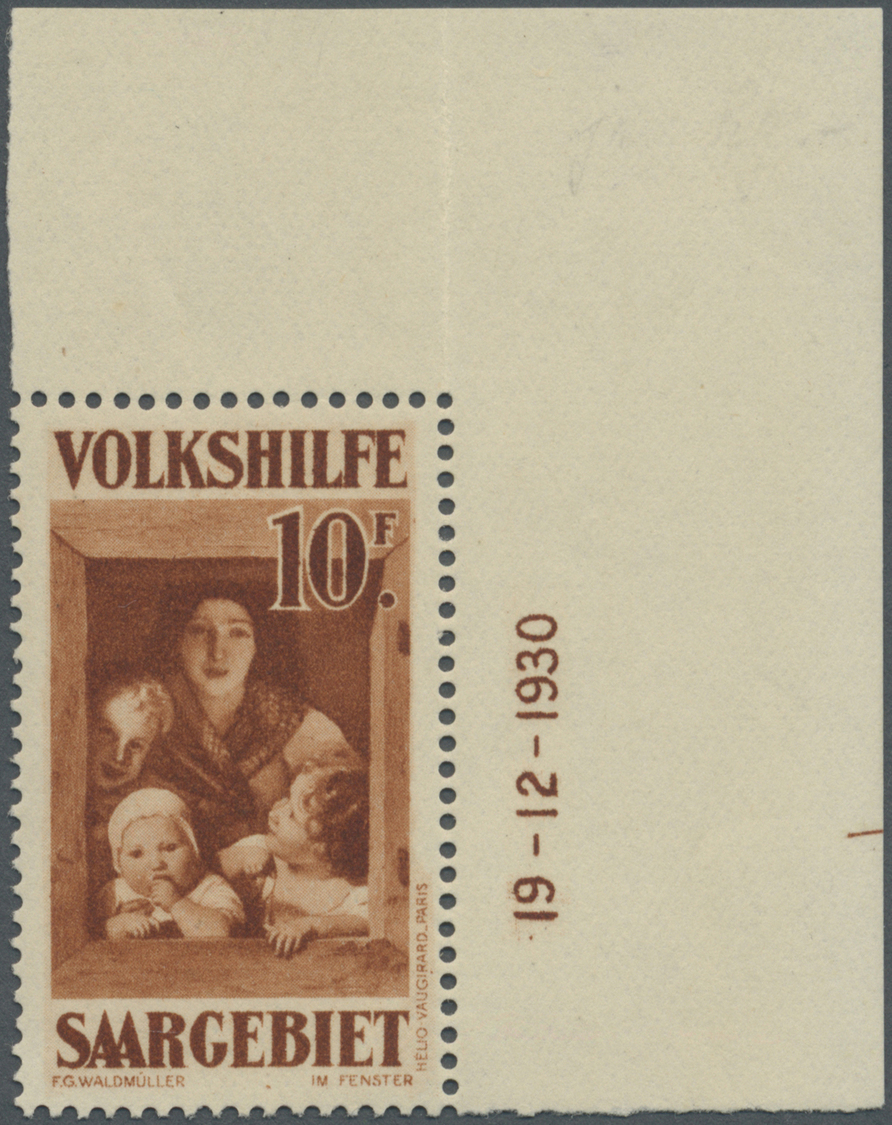 ** Deutsche Abstimmungsgebiete: Saargebiet: 1931, 10 Fr. Volkshilfe Aus Der Bogenecke Mit Druckdatum "1 - Autres & Non Classés