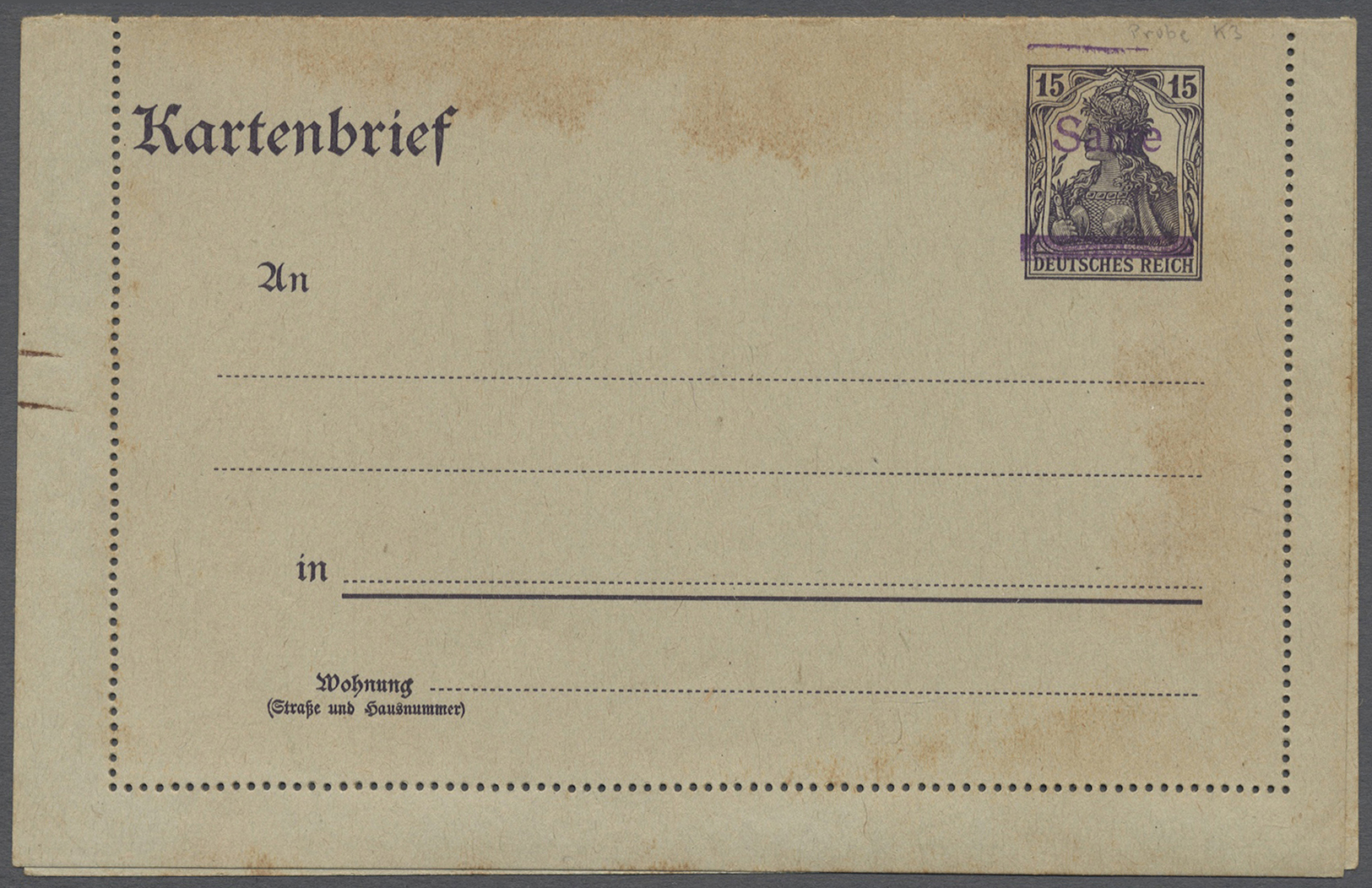 GA Deutsche Abstimmungsgebiete: Saargebiet - Ganzsachen: 1920, Deutsches Reich Kartenbrief 15 Pf German - Entiers Postaux